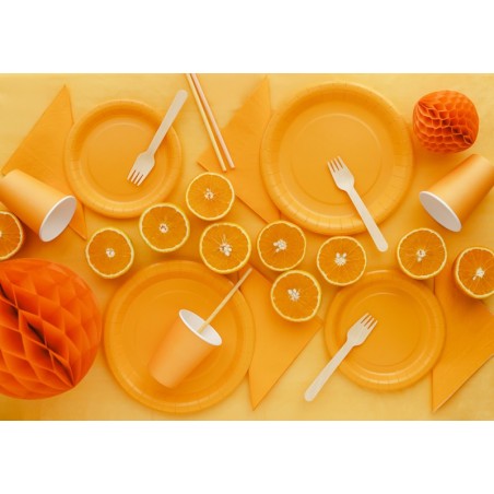 Kubeczki papierowe Party Deco jasny pomarańczowy 250ml - 6 sztuk
