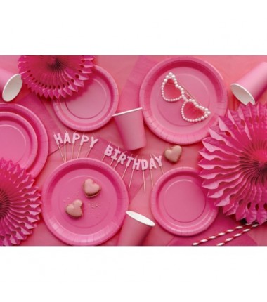 Kubeczki papierowe Party Deco ciemny różowy 250ml - 6 sztuk