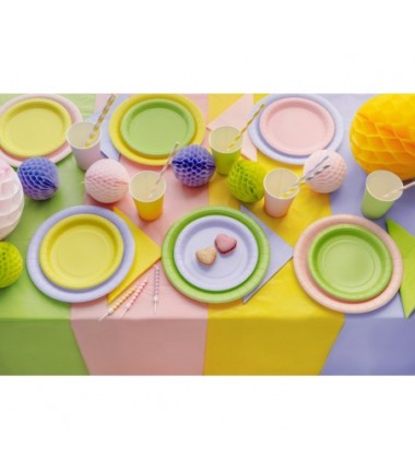 Talerzyki papierowe Party Deco jasny zielony 18 cm - 6 sztuk