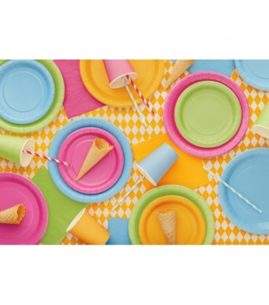 Talerzyki papierowe Party Deco jasny zielony 18 cm - 6 sztuk