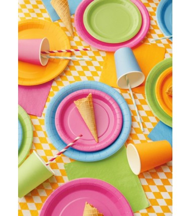 Talerzyki papierowe Party Deco jasny zielony 18 cm - 6 sztuk