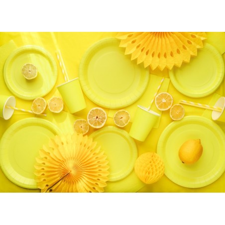 Talerzyki papierowe Party Deco żółte18 cm - 6 sztuk
