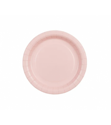 Talerzyki papierowe Party Deco jasny różowy 18 cm - 6 sztuk