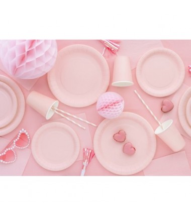 Talerzyki papierowe Party Deco jasny różowy 18 cm - 6 sztuk