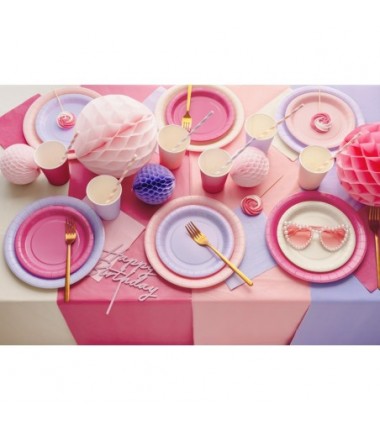 Talerzyki papierowe Party Deco jasny różowy 18 cm - 6 sztuk