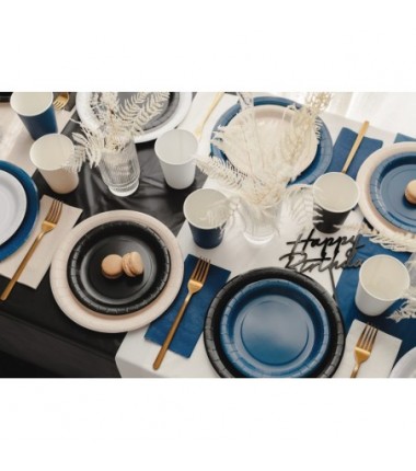 Talerzyki papierowe Party Deco granatowe 18 cm - 6 sztuk
