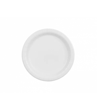 Talerzyki papierowe Party Deco białe 18 cm - 6 sztuk