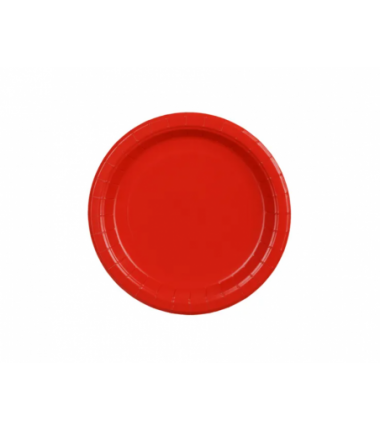 Talerzyki papierowe Party Deco czerwone 18 cm - 6 sztuk