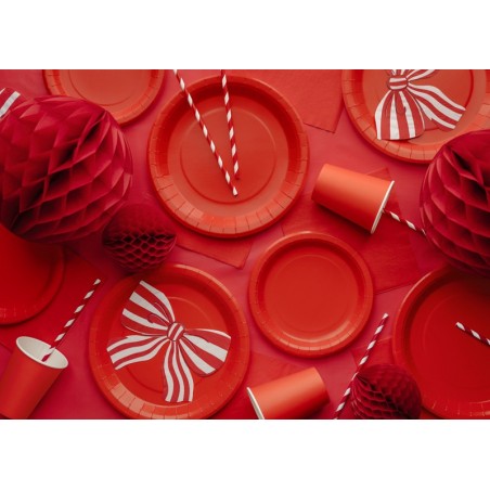 Talerzyki papierowe Party Deco czerwone 18 cm - 6 sztuk