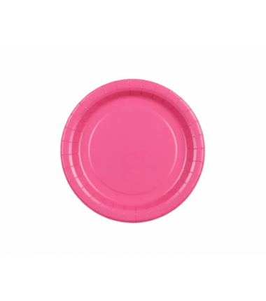 Talerzyki papierowe Party Deco ciemny różowy 18 cm - 6 sztuk