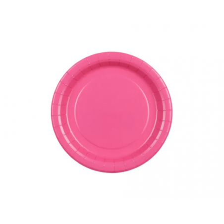 Talerzyki papierowe Party Deco ciemny różowy 18 cm - 6 sztuk