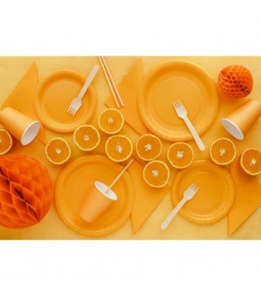 Talerzyki papierowe Party Deco jasny pomarańczowy 18 cm - 6 sztuk