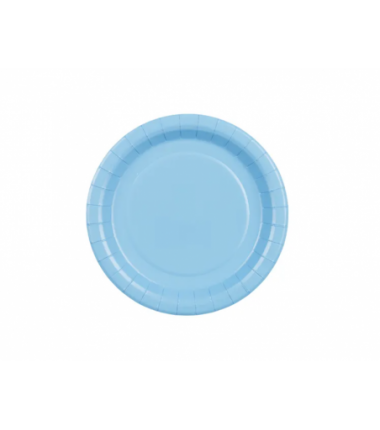 Talerzyki papierowe Party Deco jasny niebieski 18 cm - 6 sztuk