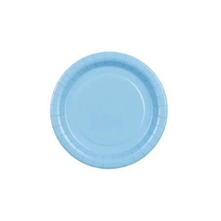 Talerzyki papierowe Party Deco jasny niebieski 18 cm - 6 sztuk