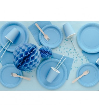 Talerzyki papierowe Party Deco jasny niebieski 18 cm - 6 sztuk