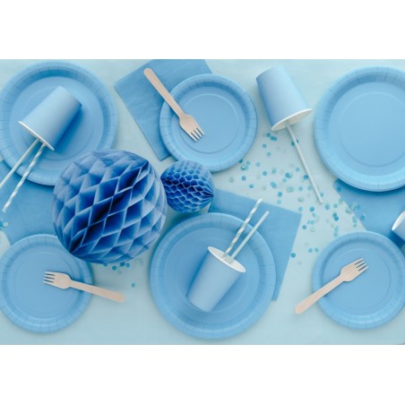 Talerzyki papierowe Party Deco jasny niebieski 18 cm - 6 sztuk