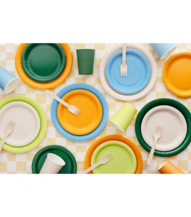 Talerzyki papierowe Party Deco jasny niebieski 18 cm - 6 sztuk