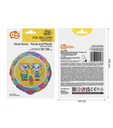 Balon foliowy Kicia Kocia i Pacek ok. 36cm