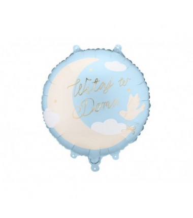 Balon foliowy pastylka ''Witaj w Domu'' - 35x35 cm - jasnoniebieski