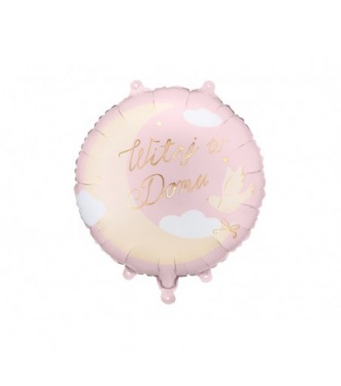Balon foliowy pastylka ''Witaj w Domu'' - 35x35 cm - jasnoróżowy