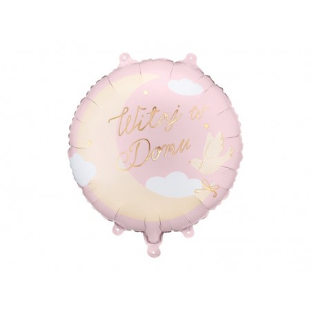 Balon foliowy pastylka ''Witaj w Domu'' - 35x35 cm - jasnoróżowy