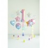 Balon foliowy Cyfra 1 - 86 cm - pastelowy tęczowy