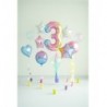 Balon foliowy Cyfra 3 - 86 cm - pastelowy tęczowy