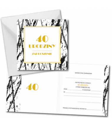 Zaproszenie do wypisania na 40 URODZINY - Black & White - 1 sztuka