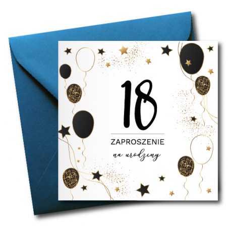 Zaproszenie do wypisania na 18 URODZINY - Balony - 1 sztuka