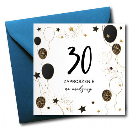 Zaproszenie do wypisania na 30 URODZINY - Balony - 1 sztuka