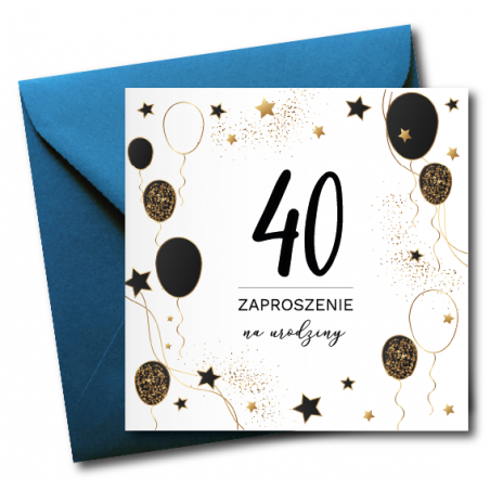 Zaproszenie do wypisania na 40 URODZINY - Balony - 1 sztuka