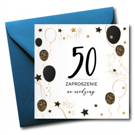 Zaproszenie do wypisania na 50 URODZINY - Balony - 1 sztuka