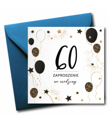 Zaproszenie do wypisania na 60 URODZINY - Balony - 1 sztuka