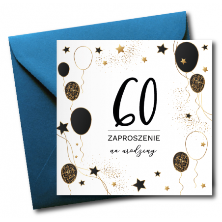 Zaproszenie do wypisania na 60 URODZINY - Balony - 1 sztuka