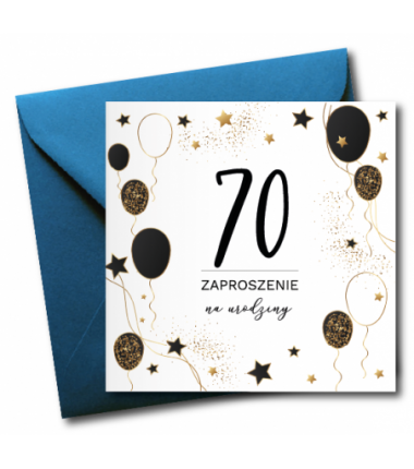 Zaproszenie do wypisania na 70 URODZINY - Balony - 1 sztuka