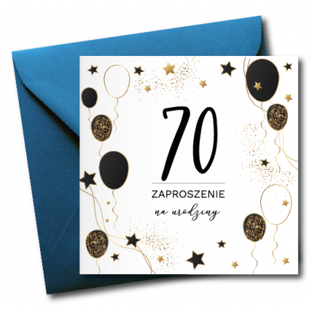 Zaproszenie do wypisania na 70 URODZINY - Balony - 1 sztuka