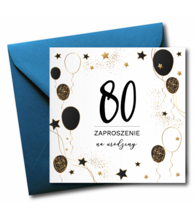 Zaproszenie do wypisania na 80 URODZINY - Balony - 1 sztuka