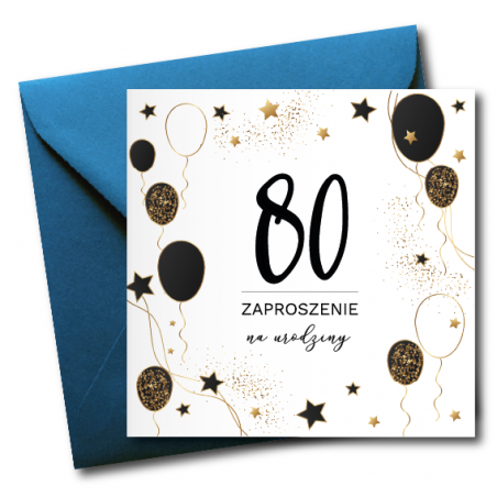 Zaproszenie do wypisania na 80 URODZINY - Balony - 1 sztuka