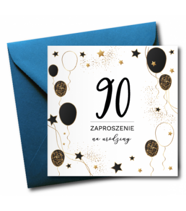 Zaproszenie do wypisania na 90 URODZINY - Balony - 1 sztuka