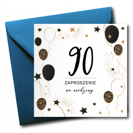 Zaproszenie do wypisania na 90 URODZINY - Balony - 1 sztuka