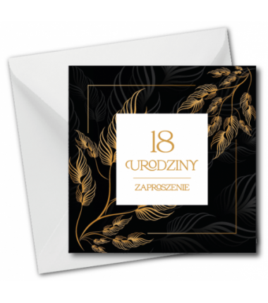 Zaproszenie do wypisania na 18 URODZINY - Złote Liście - 1 sztuka