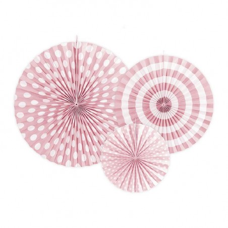Rozety papierowe - różowy mix - 3 sztuki