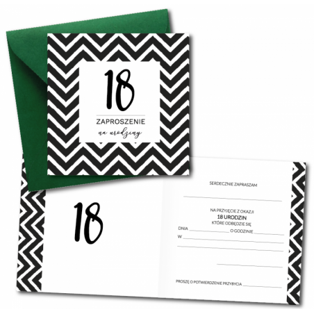 Zaproszenie do wypisania na 18 URODZINY - Zygzak - 1 sztuka