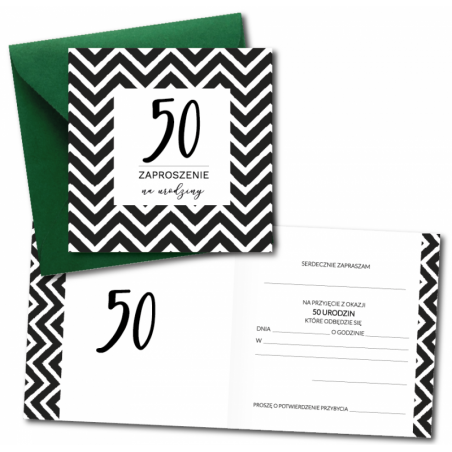 Zaproszenie do wypisania na 50 URODZINY - Zygzak - 1 sztuka