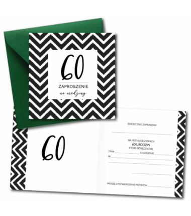 Zaproszenie do wypisania na 60 URODZINY - Zygzak - 1 sztuka