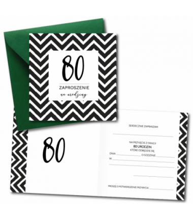 Zaproszenie do wypisania na 80 URODZINY - Zygzak - 1 sztuka