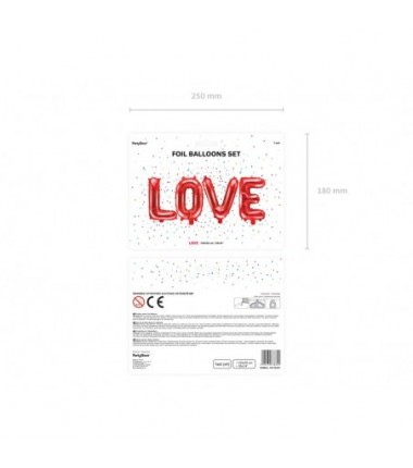 Balon foliowy Love, 140x35cm - czerwony