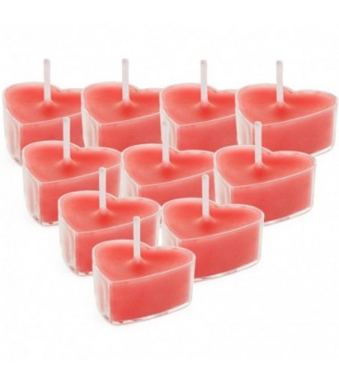 Świeczki podgrzewacze Serca, 4 cm, czerwony - 10 sztuk