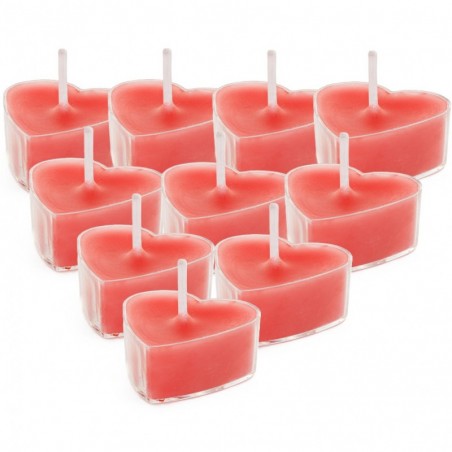 Świeczki podgrzewacze Serca, 4 cm, czerwony - 10 sztuk