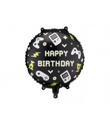 Balon foliowy pastylka Happy Birthday, Game, 35x35 cm